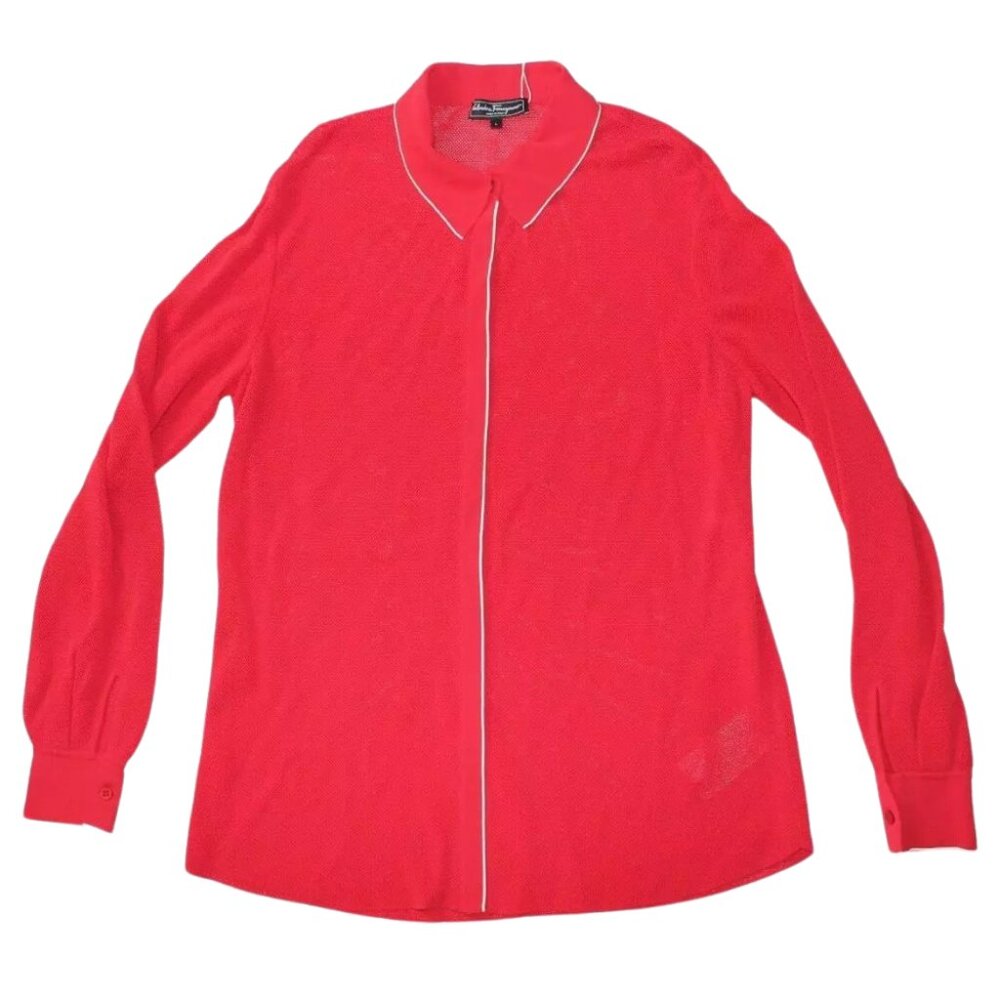 $1750 MEN'S NEW W/TAGS Salvatore Ferragamo Mesh Red White Cardigan Size L